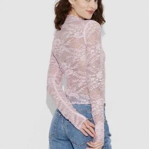 Wild Rose Pink Lace Sequin Blouse NWT  SM
